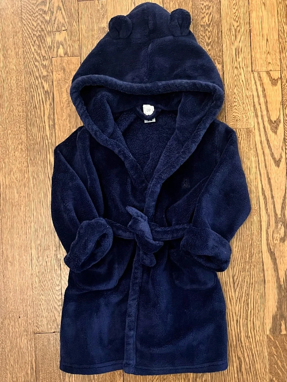 Baby GAP Velour Hooded Robe w/ Ears Navy Blue 2T